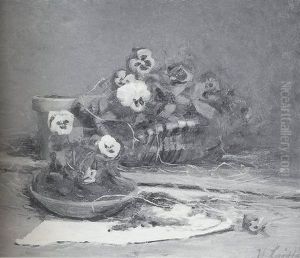 Still Life With A Basket Of Pansies by William James Laidlay