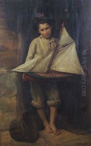 Portrait Of A Boy With Sailboat by Victor Laine