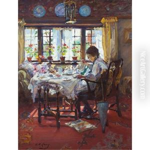 A Sunlit Breakfast Room by Annie Rose Laing