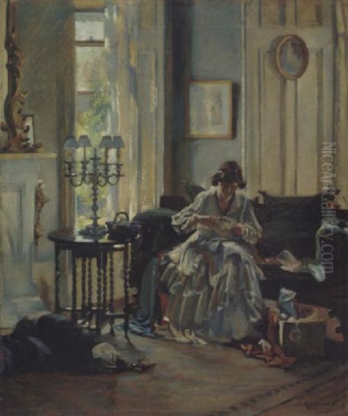Lady Sewing - view 1