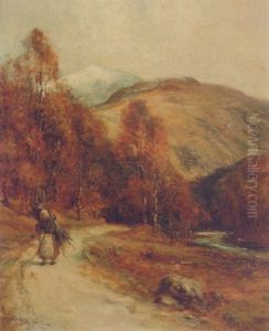 A Faggot Gatherer In A Highland Landscape