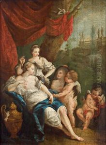 Venus Sich Im Spiegel Betrachtend Und Amoretten (+ Bacchus Und Ariadne; 2 Works) by Gerard de Lairesse