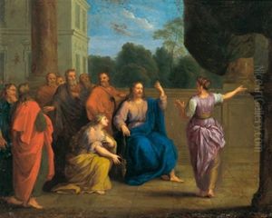 Christus Mit Maria Und Martha Und Aposteln(?)