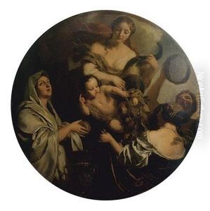 Allegory With An Infant Surrounded By Women, One With A Cornucopia - The Nurture Of Jupiter