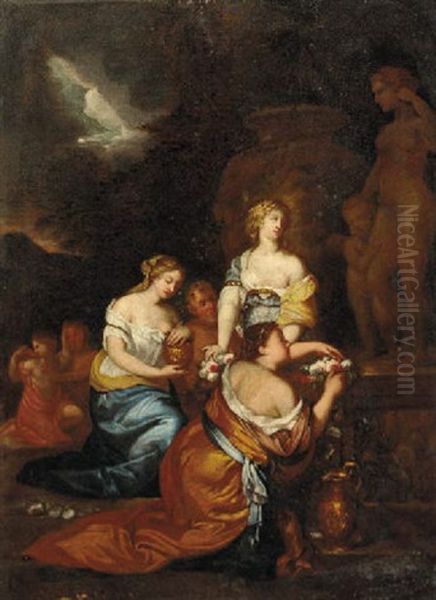 Nymphs And Satyrs Paying Tribute To A Statue Of Venus - view 1