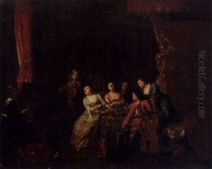 Elegant Couple Making Music In An Interior by Gerard de Lairesse
