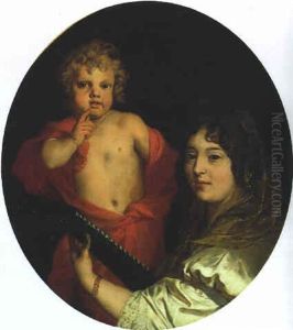 A Woman Playing A Mandolin, With A Boy by Gerard de Lairesse