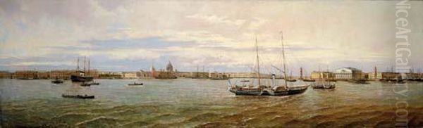 Panorama Of The Neva River Left Embankment And The Strelka Of Vasilievsii Island - view 1