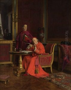 Two Cardinals In An Interior by Henri Adolphe Laissement