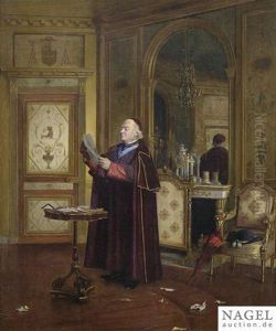 A Letter Reading Cardinal In A Parlour