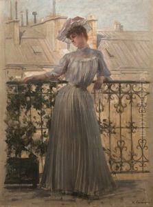 Femme Au Balcon by Henri Adolphe Laissement