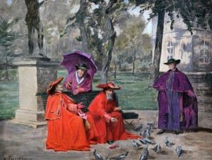 Feeding The Pigeons by Henri Adolphe Laissement