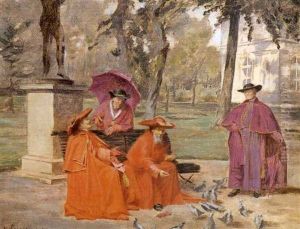 Feeding The Pigeons by Henri Adolphe Laissement