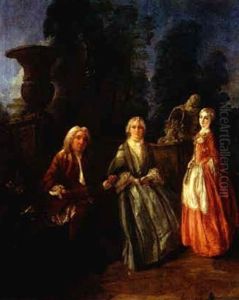 Portrait De Famille Dans Un Parc by Jacques de Lajoue