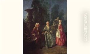 Portrait De Famille Dans Un Parc by Jacques de Lajoue