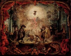 A Scene On A Stage Set In A Theatre (the Triumph Of The Harlequin) by Jacques de Lajoue