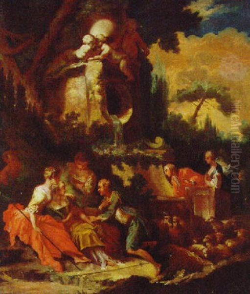 Amorous Shepherds And An Elegant Couple By A Fountain In A Landscape - view 1
