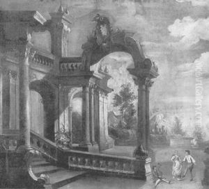 Capriccio With Dancing Figures by Jacques de Lajoue