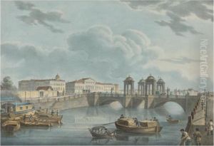 View Of The Fontanka At The Obukhov Bridge (after A Drawing By Y.i. Yesakov) by Karl Petrovich Beggrov