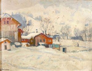 Cottages In The Snow by Arnold Borisovich Lakhovsky