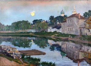 Moonlit Scene Of Pskov On The Velikaya River