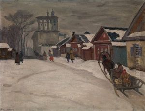 A Street In Winter by Arnold Borisovich Lakhovsky