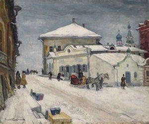 A Snowy Village by Arnold Borisovich Lakhovsky