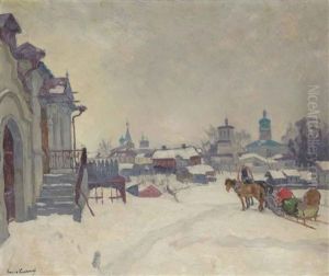 A Snowy Village With Troika