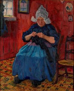 Old Lady Knitting by Arnold Borisovich Lakhovsky