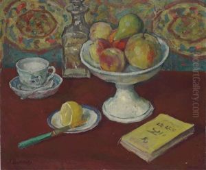 Still Life With Fruit And A Book by Arnold Borisovich Lakhovsky