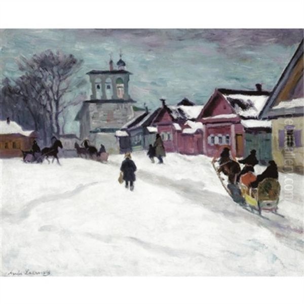 Russian Village In Winter - view 1