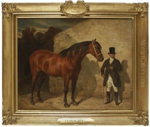 Cheval Francwaret Et Son Proprietaire, Haras De Serquigny by Francois-Hippolyte Lalaisse