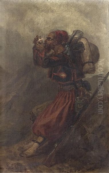 Zouave Au Repos Allumant Sa Pipe - view 1