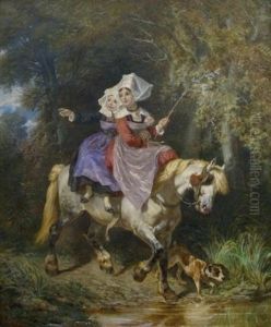 La Promenade A Cheval by Francois-Hippolyte Lalaisse