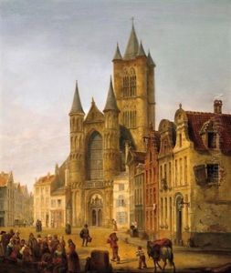 Gent. Blick Auf St. Bavo Im Herzen Der Altstadt by Henry Lallemand