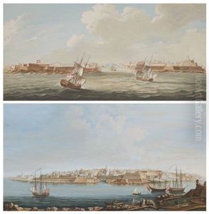 Deux Vues Du Port De Malte Avec Des Voiliers Au Premier Plan