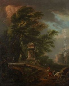 Famille De Pelerins Effrayee Par La Foudre by Jean Baptiste Lallemand