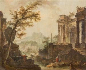 Paysage De Ruines Antiques by Jean Baptiste Lallemand