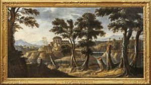 Sudliche Landschaft Am Fluss by Jean Baptiste Lallemand
