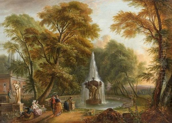 Elegante Compagnie Autour D'une Fontaine - view 1