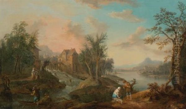 A Coastal Landscape With Figures In A Boat And Along A Path - view 1