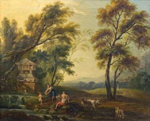 Scene Pastorale Au Pied D'un Tombeau Antique