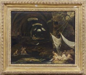 Baigneuse Dans Les Ruines De Thermes Romains