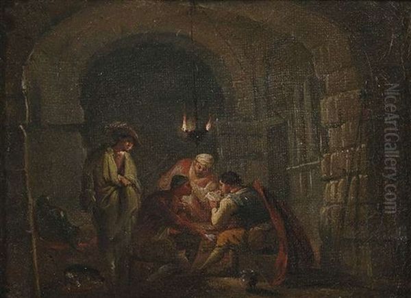 Wachstubeninterieur Mit Kartenspielern (+ Kucheninterieur Mit Einer Familie; Pair) - view 1