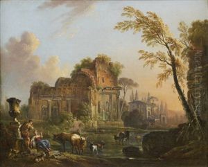 Bergers Pres De Ruines by Jean Baptiste Lallemand
