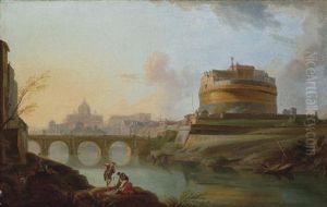 A View Of The Tiber, Rome, With The Castel Sant Angelo And St. Peter's Beyond