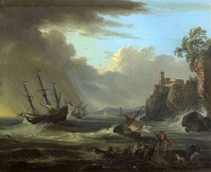 Bateaux Sur Une Mer Agitee Pres D'une Coto Rocheuse Bateaux Sur Une Mer Agitee Pres D'une Coto Rocheuse