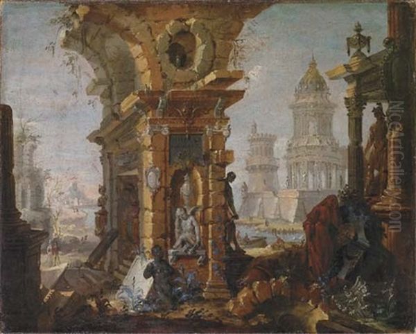 Capriccio Architettonico Con Porticato In Rovina E Edifici Classici - view 1