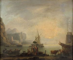 Orientaux Dans Un Port by Jean Baptiste Lallemand
