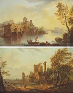 Vue Du Pont Rotto A Rome by Jean Baptiste Lallemand